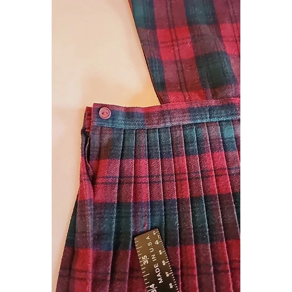 VTG Archie‎ Brown & Son Pleated Skirt Vest Holiday Preppy Red Green Plaid Girl 8